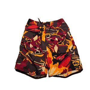 Quiksilver Eddie Aikau Men’s 28 Y2K Rasta Hawaiian Tiki Boardshorts